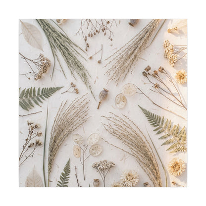 Elegant Dried Flowers Canvas Art - Japanese Pattern Japandi
