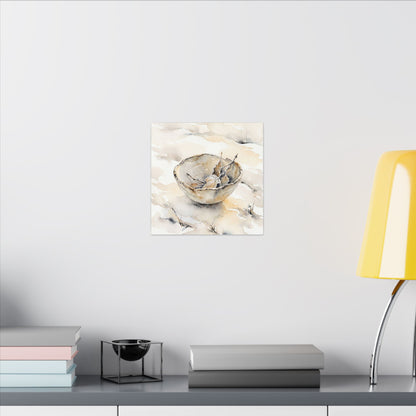 Ceramic Bowl Canvas Art | Winter Japandi Watercolor Art