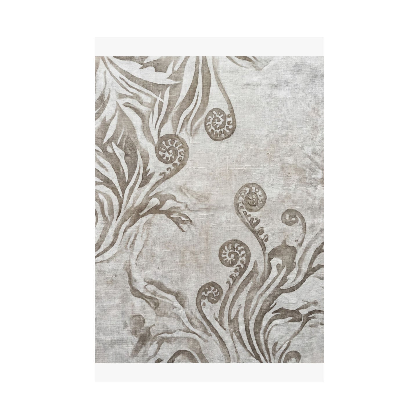 Fern Unfurling Japanese Pattern Wall Art Print | Neutral Japandi Art