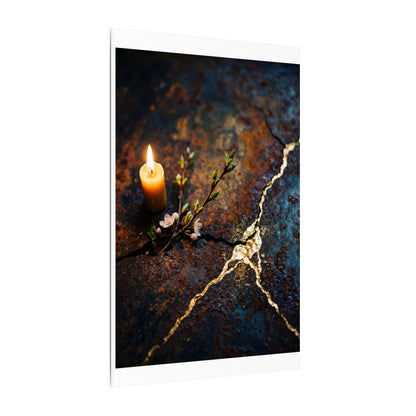 Kintsugi Rust Patina in Candlelight | Gold Repair Canvas Art