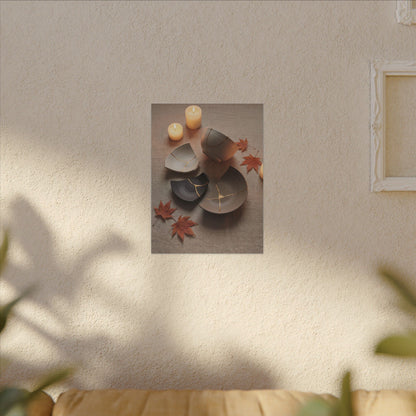Candlelight Broken Pottery Canvas Art - Japandi Ma