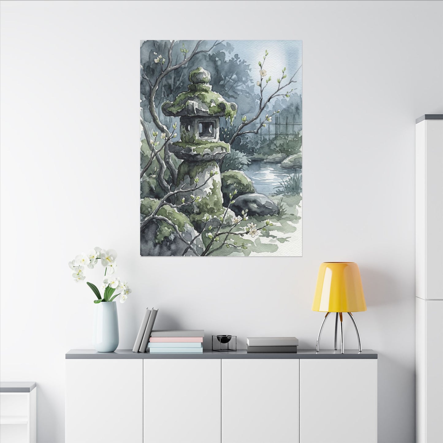 Moonlight Stone Lantern Canvas Art - Japandi Seijaku