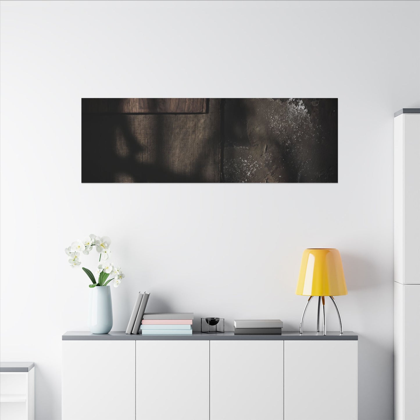Dark Japandi Shadow Play in Candlelight | Dark Texture Canvas Art