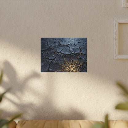 Moonlight Cracked Earth Canvas Art - Kintsugi Mono No Aware
