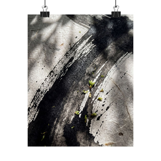 Shibui Ink Brushstroke Wall Art Print - Dark Japandi Moody Minimal