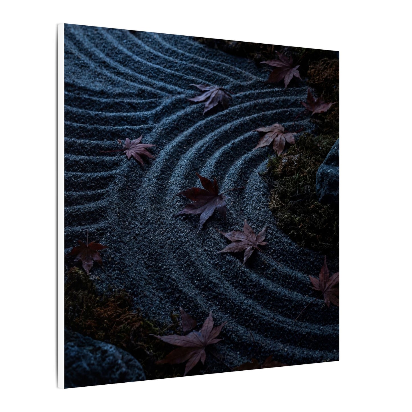 Rock Garden Canvas Art | Autumn Dark Japandi Dark Texture Art