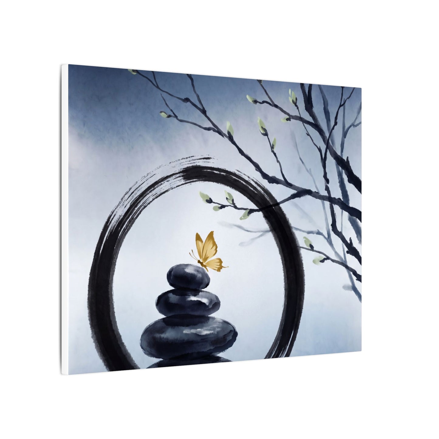 River Stones Spring Canvas Art | Zen Peaceful Design
