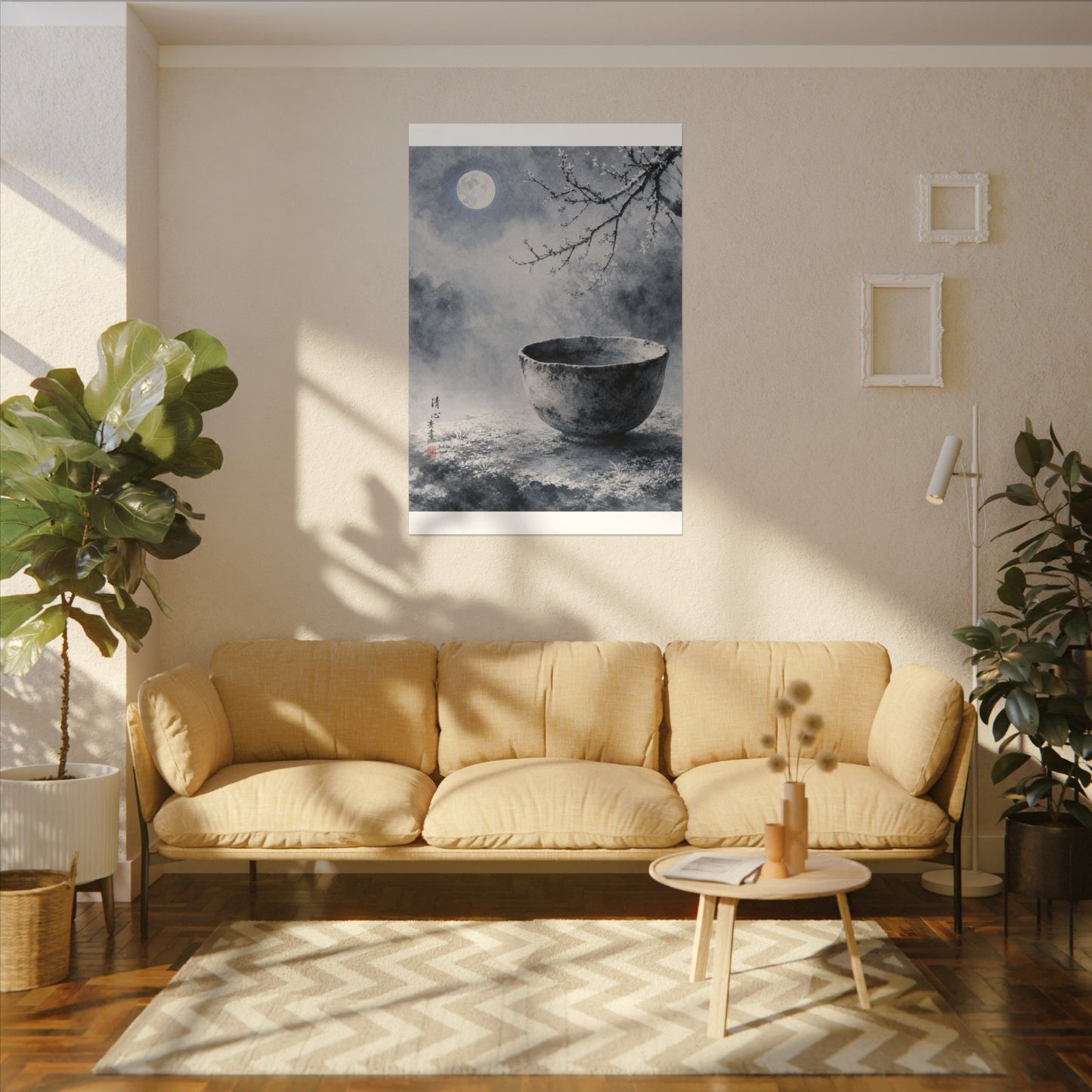 Seijaku Ceramic Bowl Canvas Art - Zen Sumi E