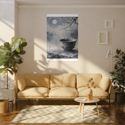 Seijaku Ceramic Bowl Canvas Art - Zen Sumi E