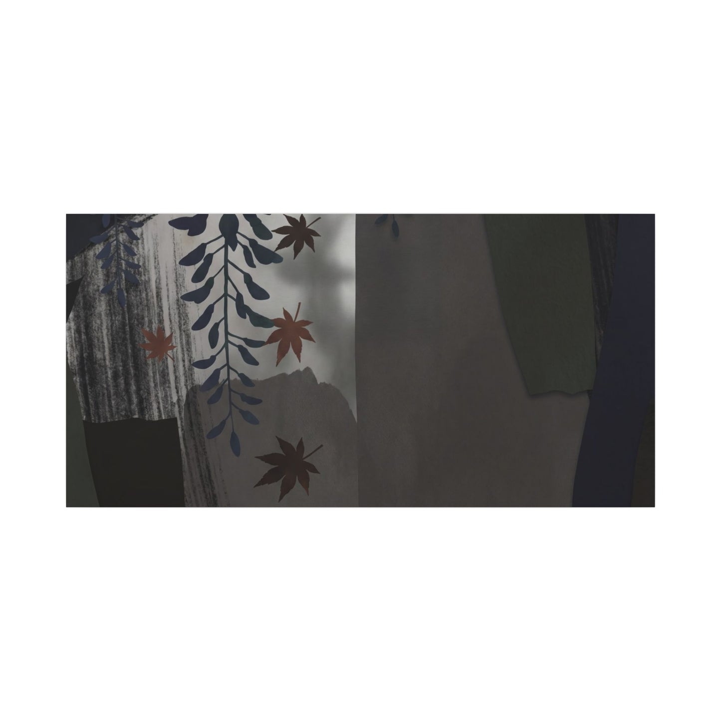 Wisteria Autumn Canvas Art | Dark Japandi Moody Design