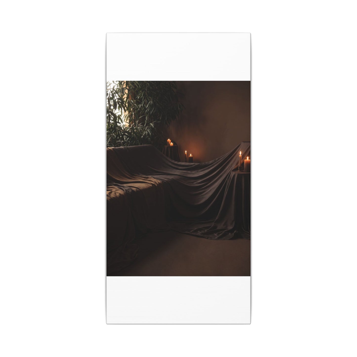 Candlelight Silk Drape Canvas Art - Dark Japandi Ma