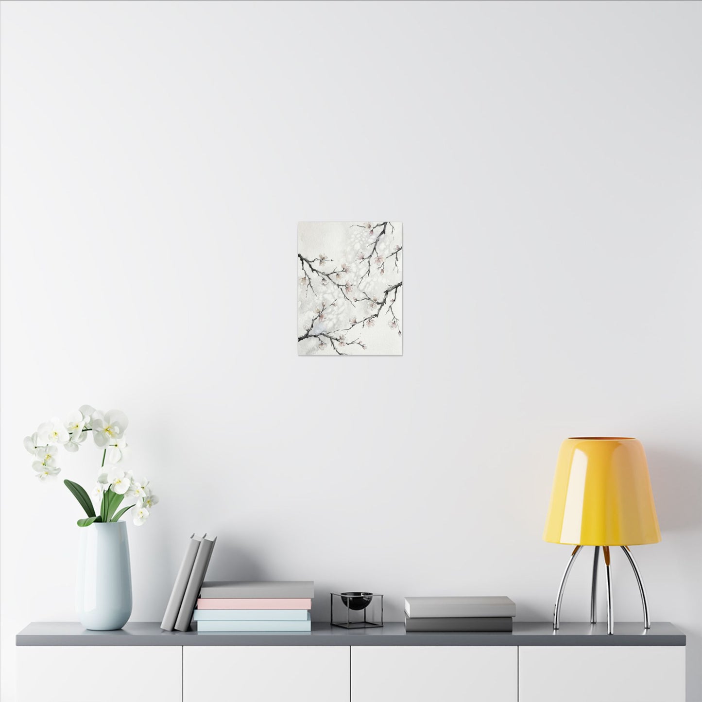 Cherry Blossom Canvas Art | Winter Japandi Watercolor Art