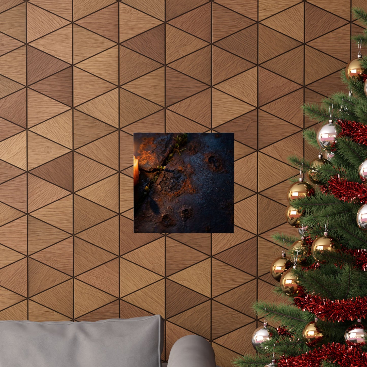 Dark Japandi Rust Patina in Candlelight | Charcoal Ink Wall Art Print