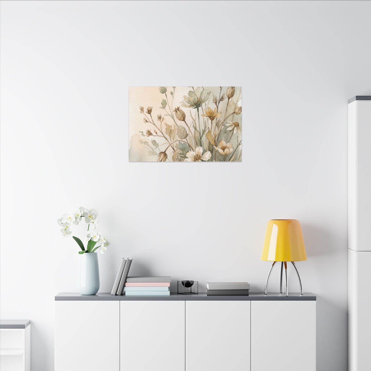 Summer Dried Flowers Watercolor Canvas Art | Elegant Decor