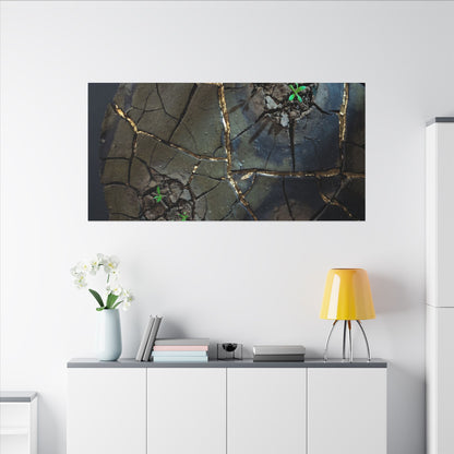 Dark Japandi Cracked Earth in Moonlight | Moody Minimal Canvas Art
