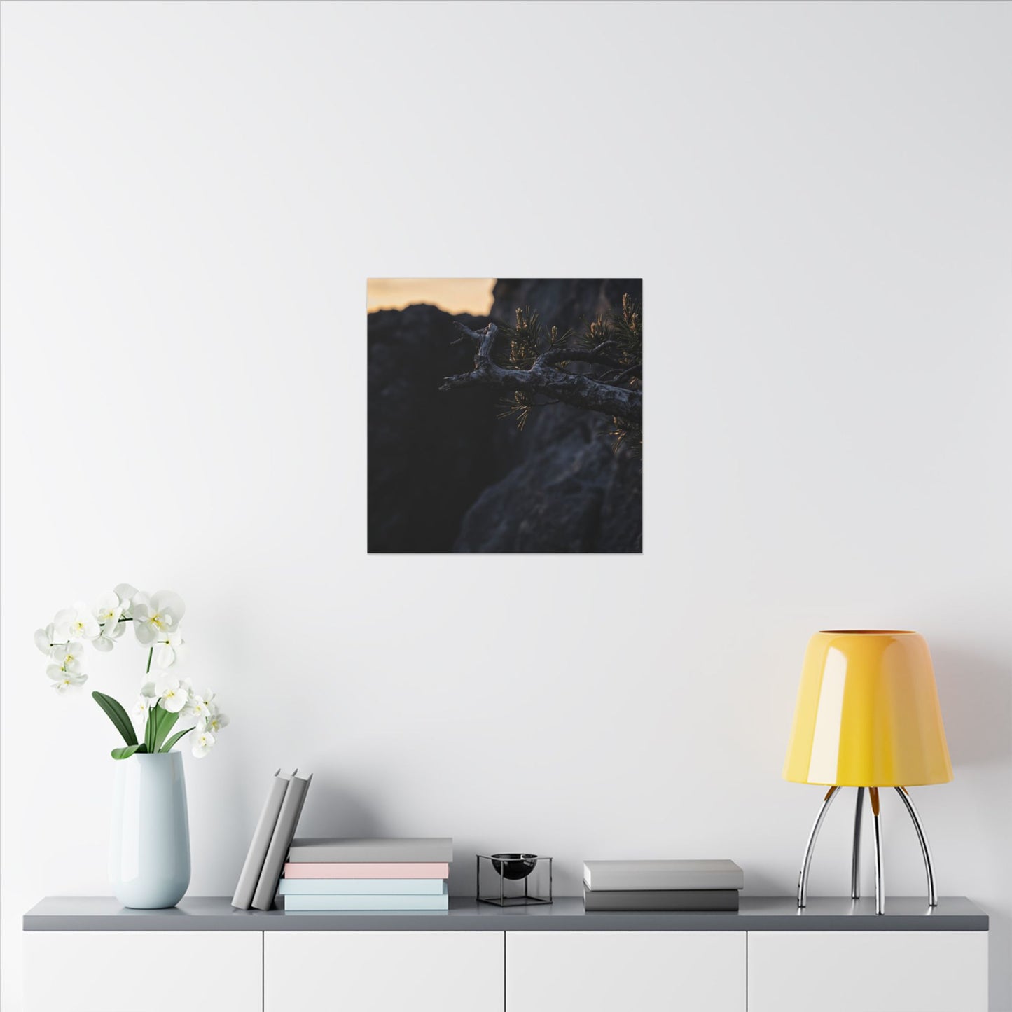 Pine Tree Moody Minimal Canvas Art | Sophisticated Dark Japandi Art