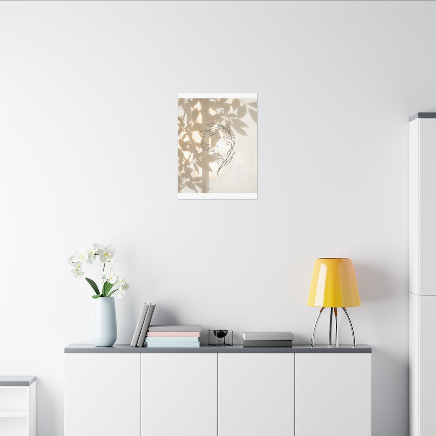 Warm Shoji Screen Canvas Art - Minimal Line Japandi