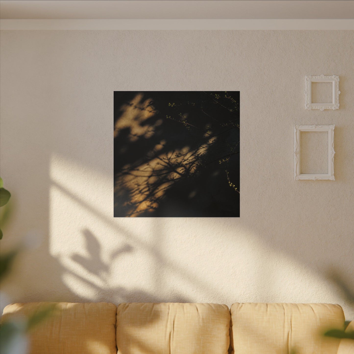 Moody Shadow Play Canvas Art - Moody Minimal Dark Japandi