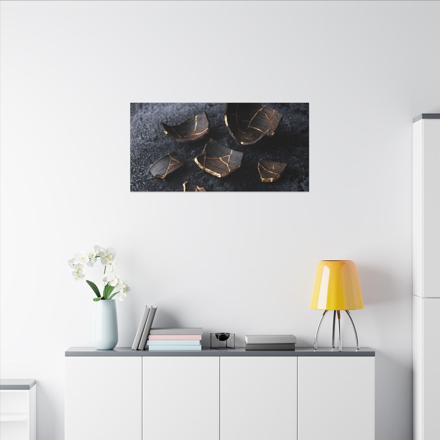 Winter Broken Pottery Shadow Zen Canvas Art | Bold Decor