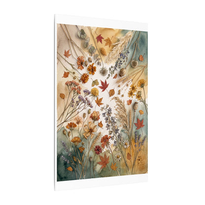 Dried Flowers Canvas Art | Autumn Japandi Watercolor Art