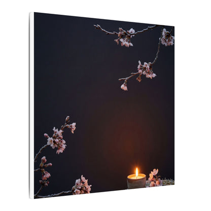 Dark Japandi Cherry Blossom in Candlelight | Moody Minimal Canvas Art