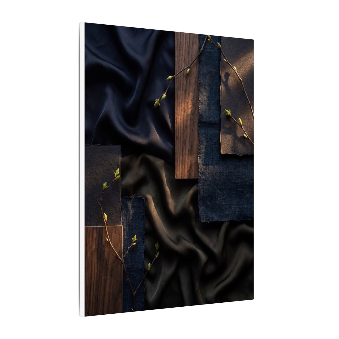Silk Drape Spring Canvas Art | Dark Japandi Moody Design