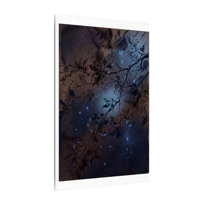 Bold Cherry Blossom Canvas Art - Charcoal Ink Dark Japandi