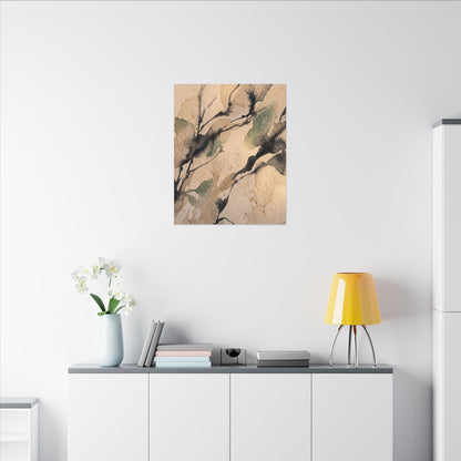 Japandi Shadow Play in Golden Hour | Watercolor Canvas Art