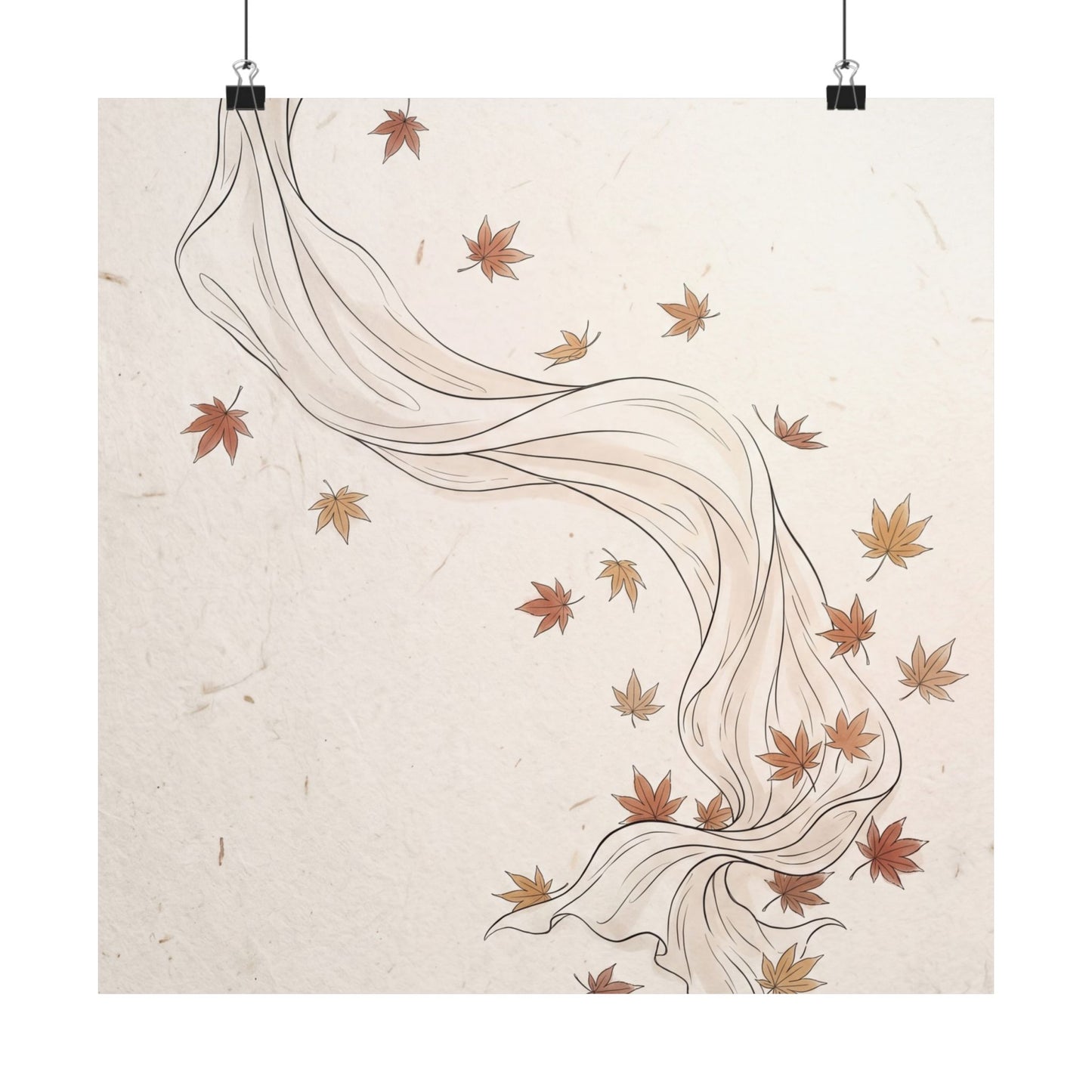 Silk Drape Minimal Line Wall Art Print | Elegant Japandi Art