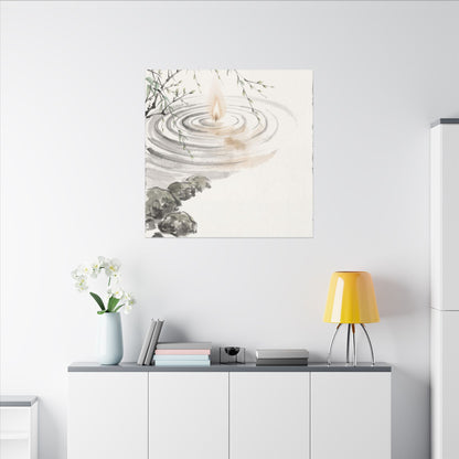 Water Ripple Sumi E Canvas Art | Tranquil Zen Art
