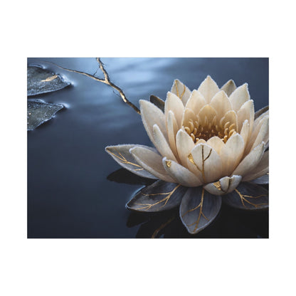 Beautiful Lotus Flower Canvas Art - Gold Vein Kintsugi
