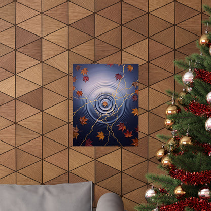 Water Ripple Autumn Wall Art Print | Kintsugi Healing Design