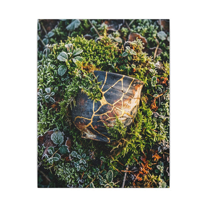 Artful Moss Close Up Canvas Art - Gold Repair Kintsugi
