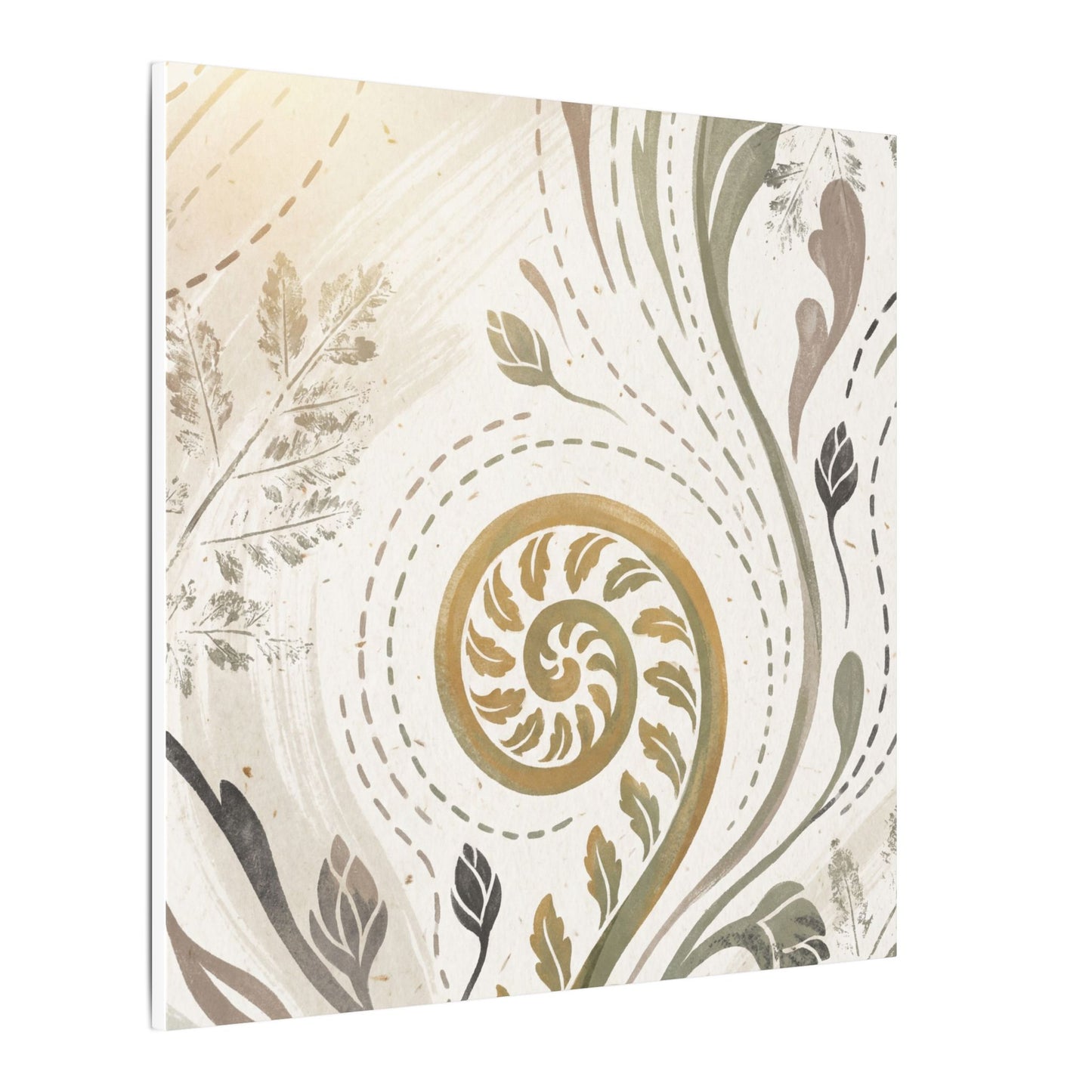 Japandi Fern Unfurling in Golden Hour | Japanese Pattern Canvas Art