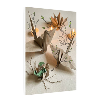 Paper Fold Spring Canvas Art | Japandi Earthy Design