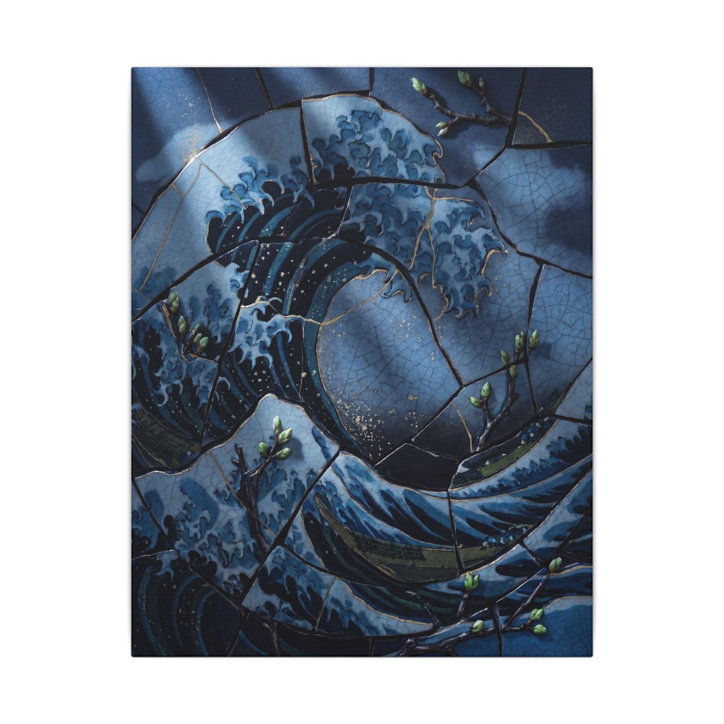 Ocean Wave Spring Canvas Art | Kintsugi Artful Design