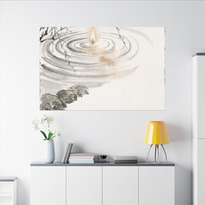 Water Ripple Sumi E Canvas Art | Tranquil Zen Art