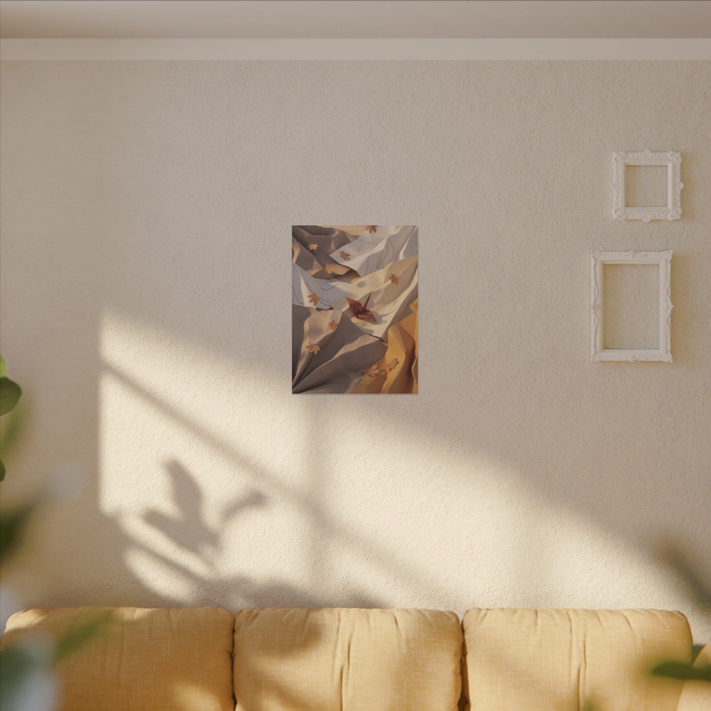 Autumn Paper Fold Minimal Line Canvas Art | Cozy Decor