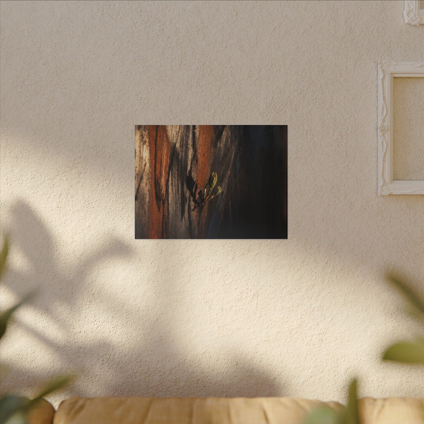 Rust Patina Charcoal Ink Canvas Art | Moody Dark Japandi Art