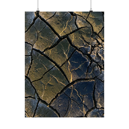 Kanso Cracked Earth Wall Art Print - Dark Japandi Moody Minimal Art Print