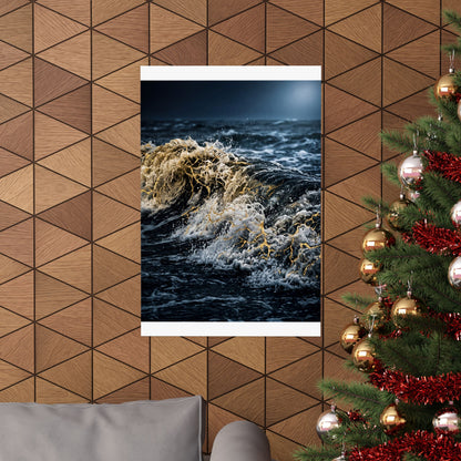 Beautiful Ocean Wave Wall Art Print - Gold Vein Kintsugi