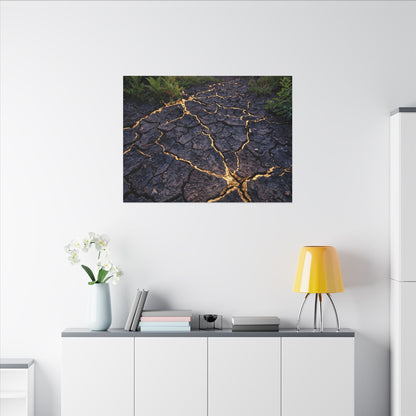 Cracked Earth Canvas Art | Summer Kintsugi Crackle Gold Art