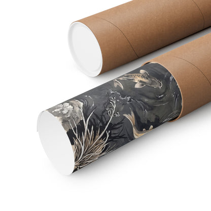 Golden Hour Koi Pond Wall Art Print - Japandi Fukinsei