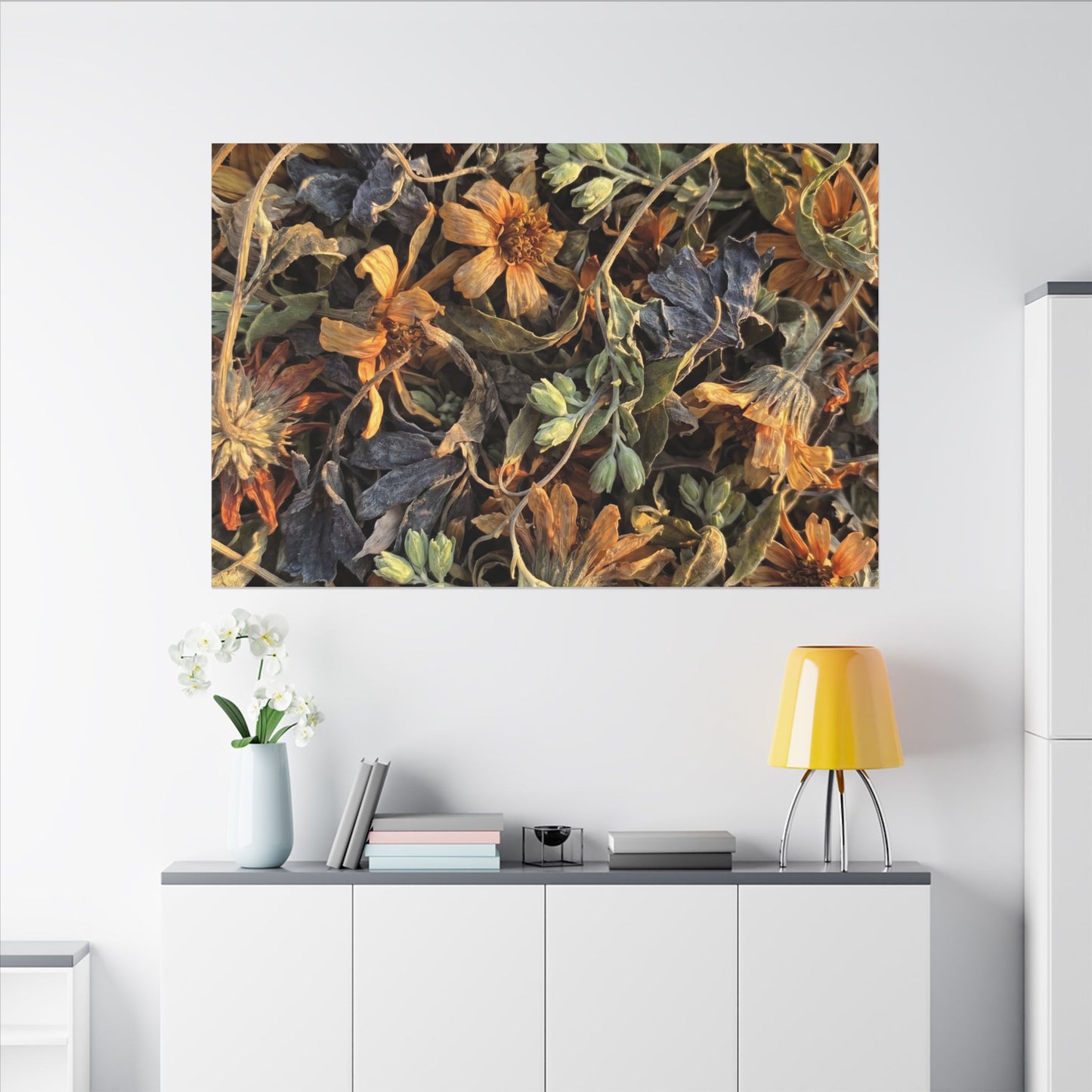 Spring Dried Flowers Japanese Pattern Canvas Art | Warm Decor