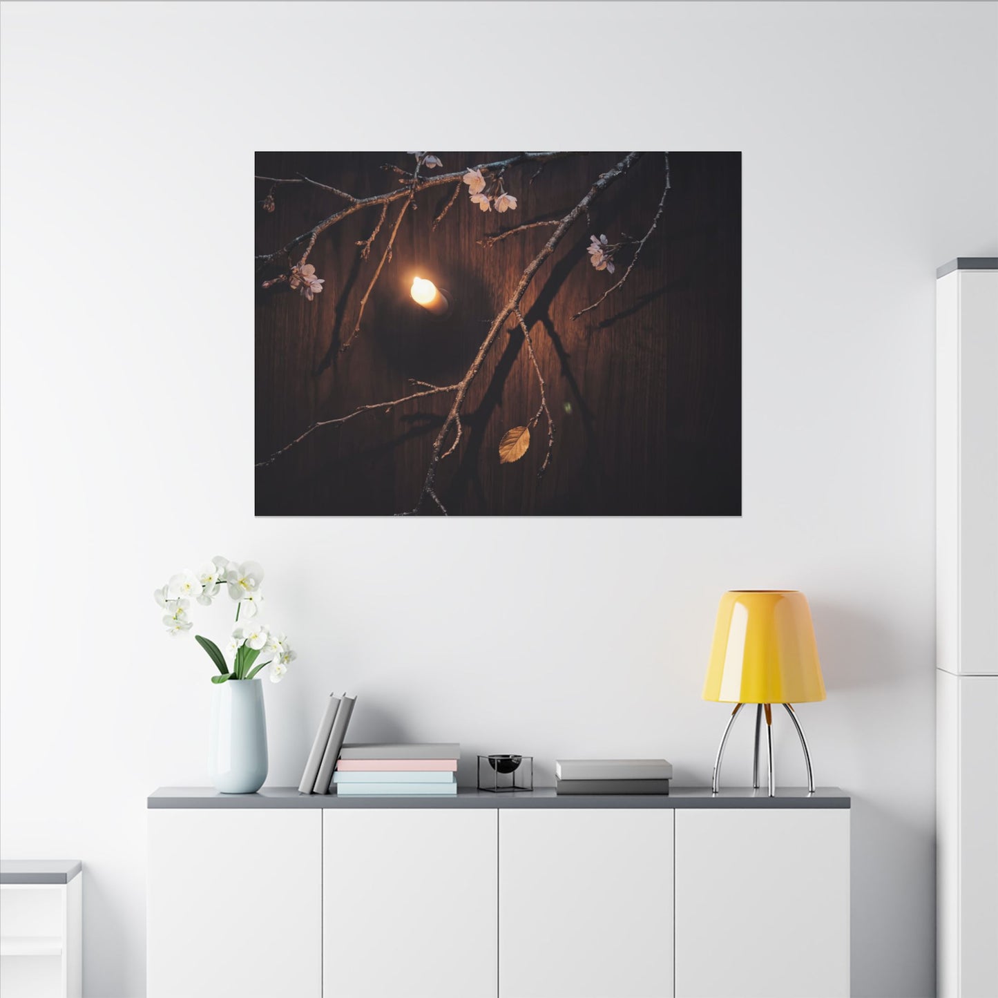 Datsuzoku Cherry Blossom Canvas Art - Dark Japandi Moody Minimal