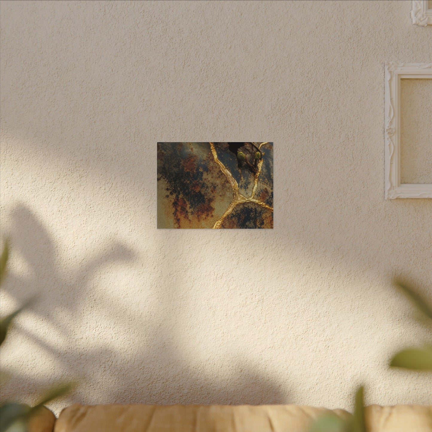 Datsuzoku Rust Patina Canvas Art - Kintsugi Crackle Gold