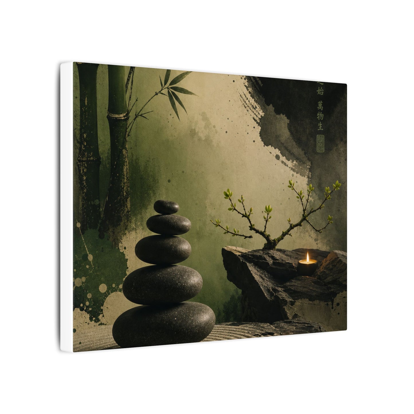 River Stones Spring Canvas Art | Zen Contemplative Design