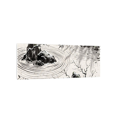 Rock Garden Canvas Art | Winter Zen Sumi E Art