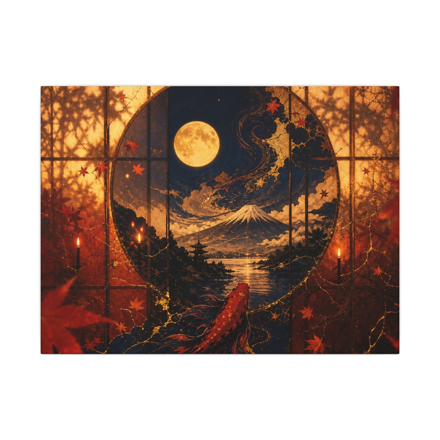 Beautiful Shoji Screen Canvas Art - Gold Vein Kintsugi