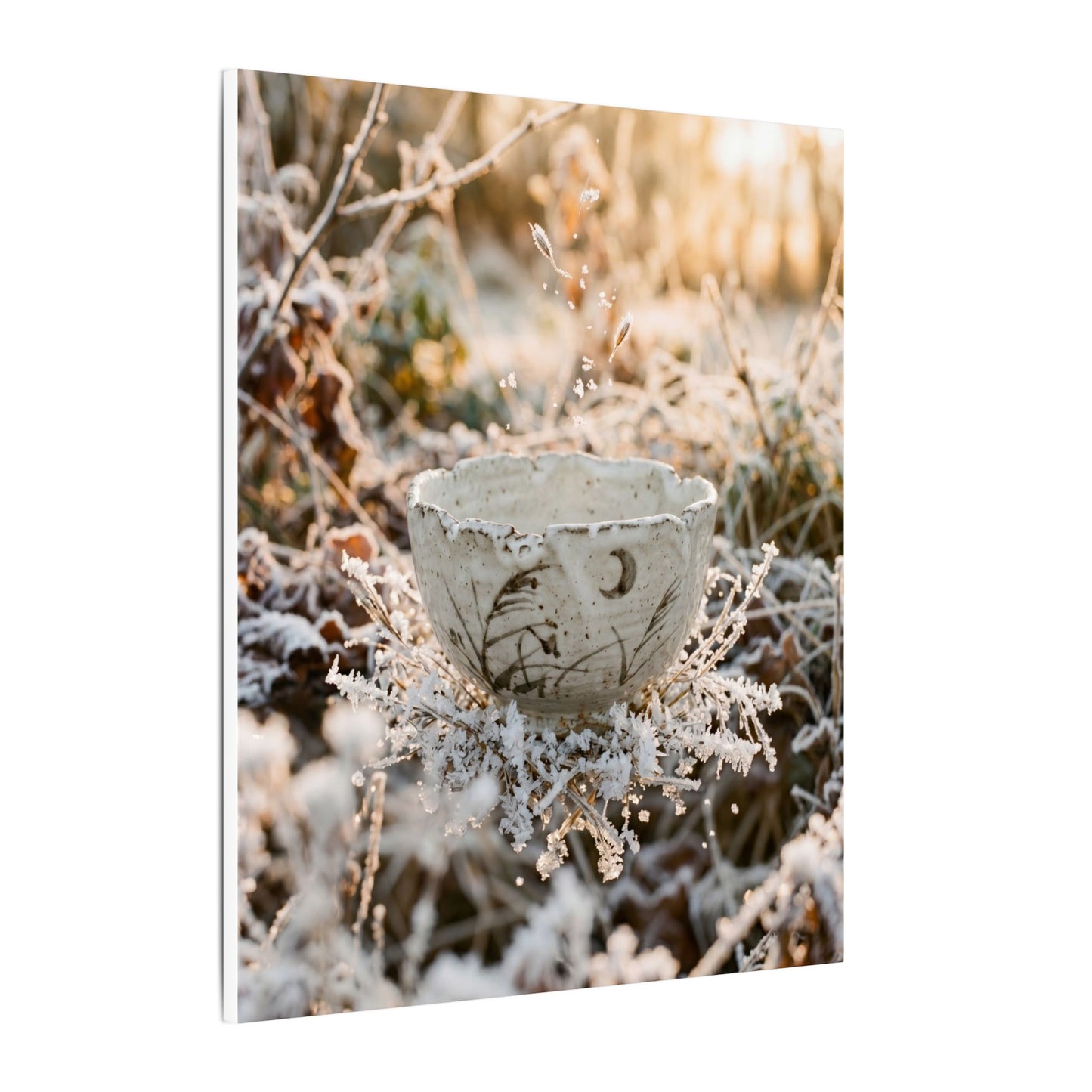 Japandi Ceramic Bowl in Golden Hour | Japanese Pattern Canvas Art
